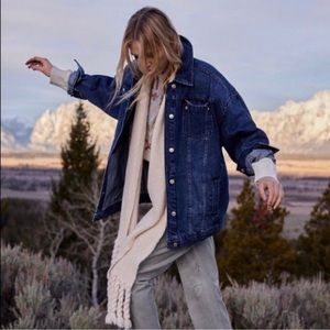 Anthropologie Pilcro Longline Denim Trucker Jacket Size XS